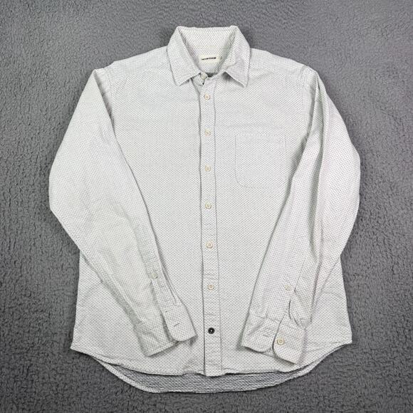 Taylor Stitch The California Shirt Mens Large 42 White Navy Jacquard Dot Pocket - Picture 2 of 9